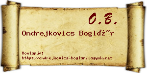 Ondrejkovics Boglár névjegykártya